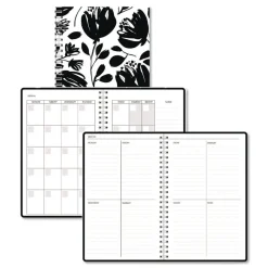 House of Doolittle Recycled Non-Dated Monthly/Weekly Black and White Floral Planner - Black/White Cover