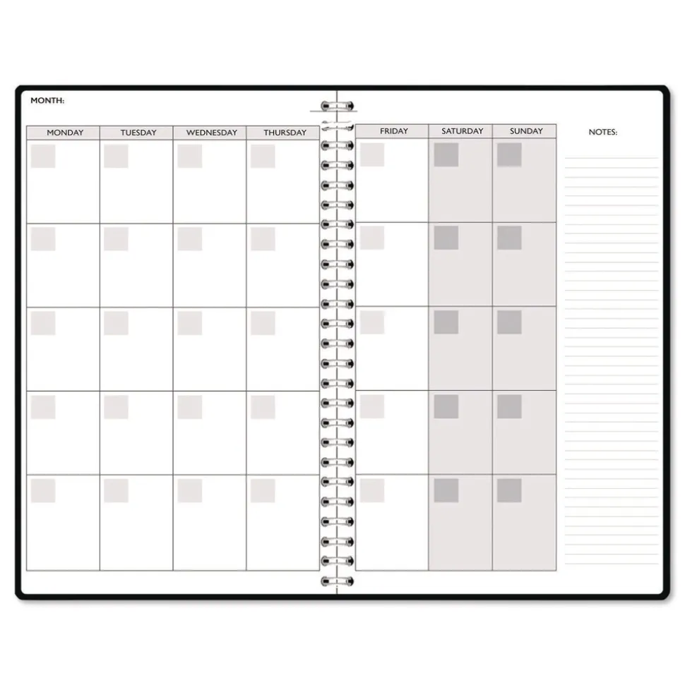 House of Doolittle Recycled Non-Dated Monthly/Weekly Black and White Floral Planner - Black/White Cover
