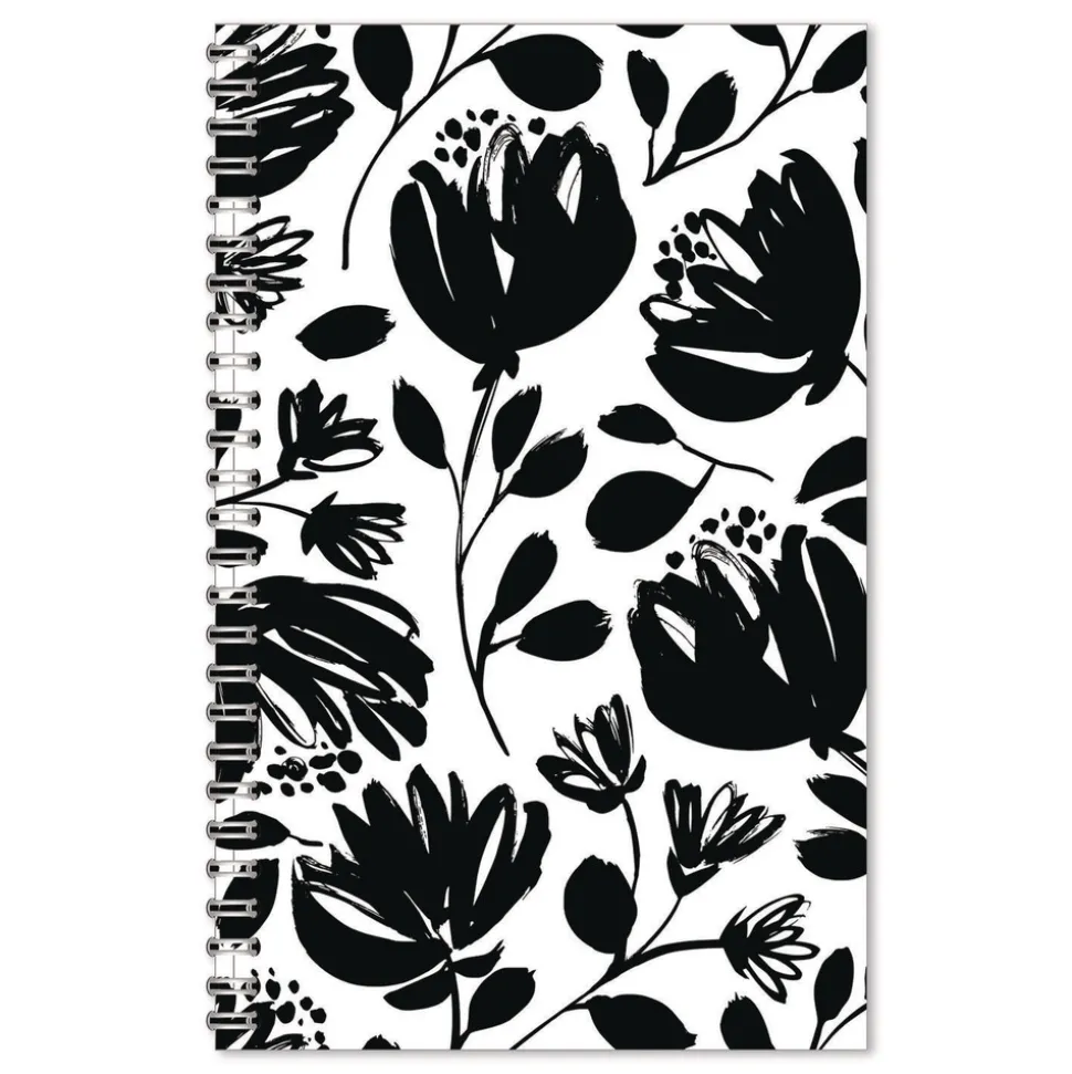 House of Doolittle Recycled Non-Dated Monthly/Weekly Black and White Floral Planner - Black/White Cover