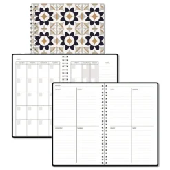 House of Doolittle Recycled Non-Dated Monthly/Weekly Flower Tiles Planner - Tan/Black/White Cover