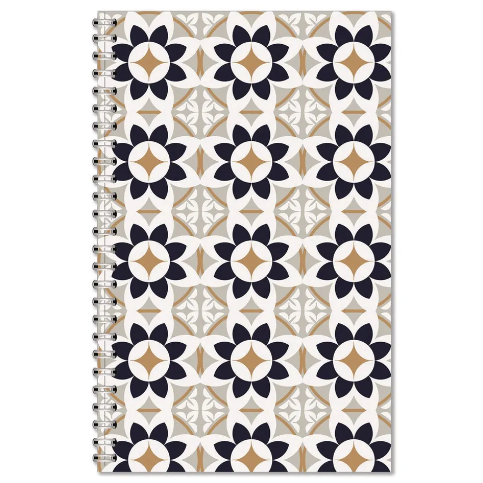 House of Doolittle Recycled Non-Dated Monthly/Weekly Flower Tiles Planner - Tan/Black/White Cover