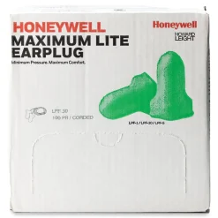 Howard Leight by Honeywell 30NRR MAXIMUM Lite Corded Single-Use Earplugs - Green (100/Box)