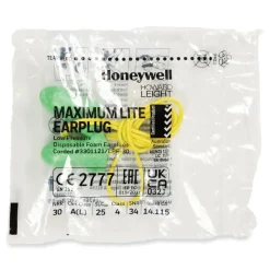 Howard Leight by Honeywell 30NRR MAXIMUM Lite Corded Single-Use Earplugs - Green (100/Box)