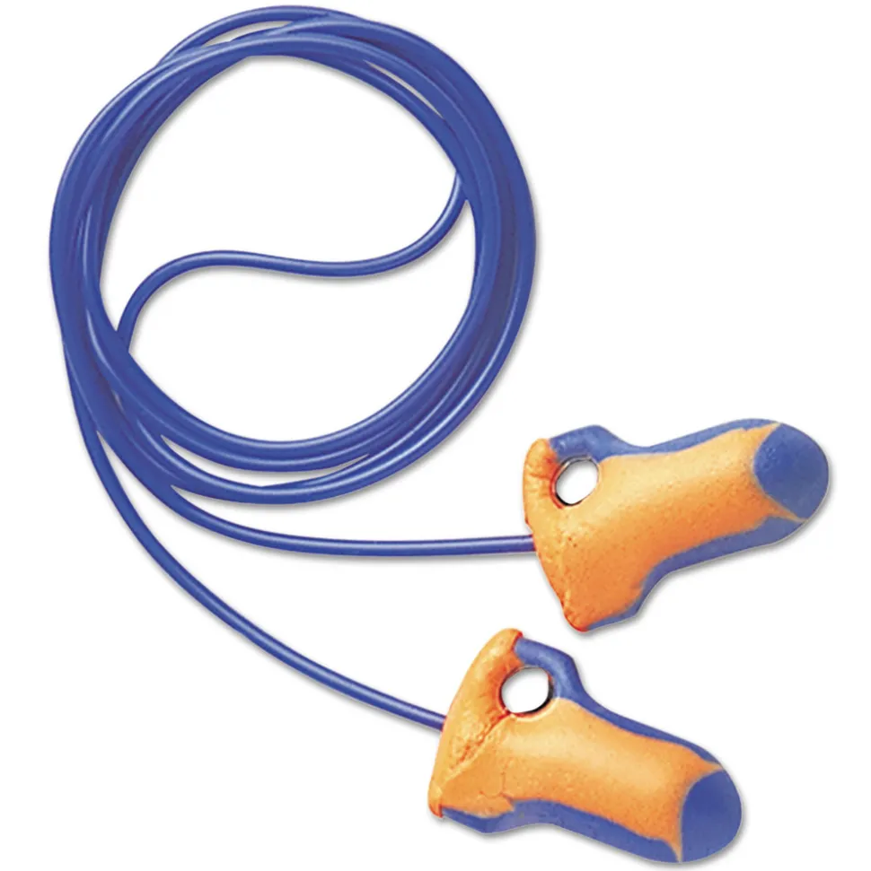 Howard Leight by Honeywell LT-30 100-Pair 32NRR Laser Trak Corded Single-Use Earplugs - Orange/Blue