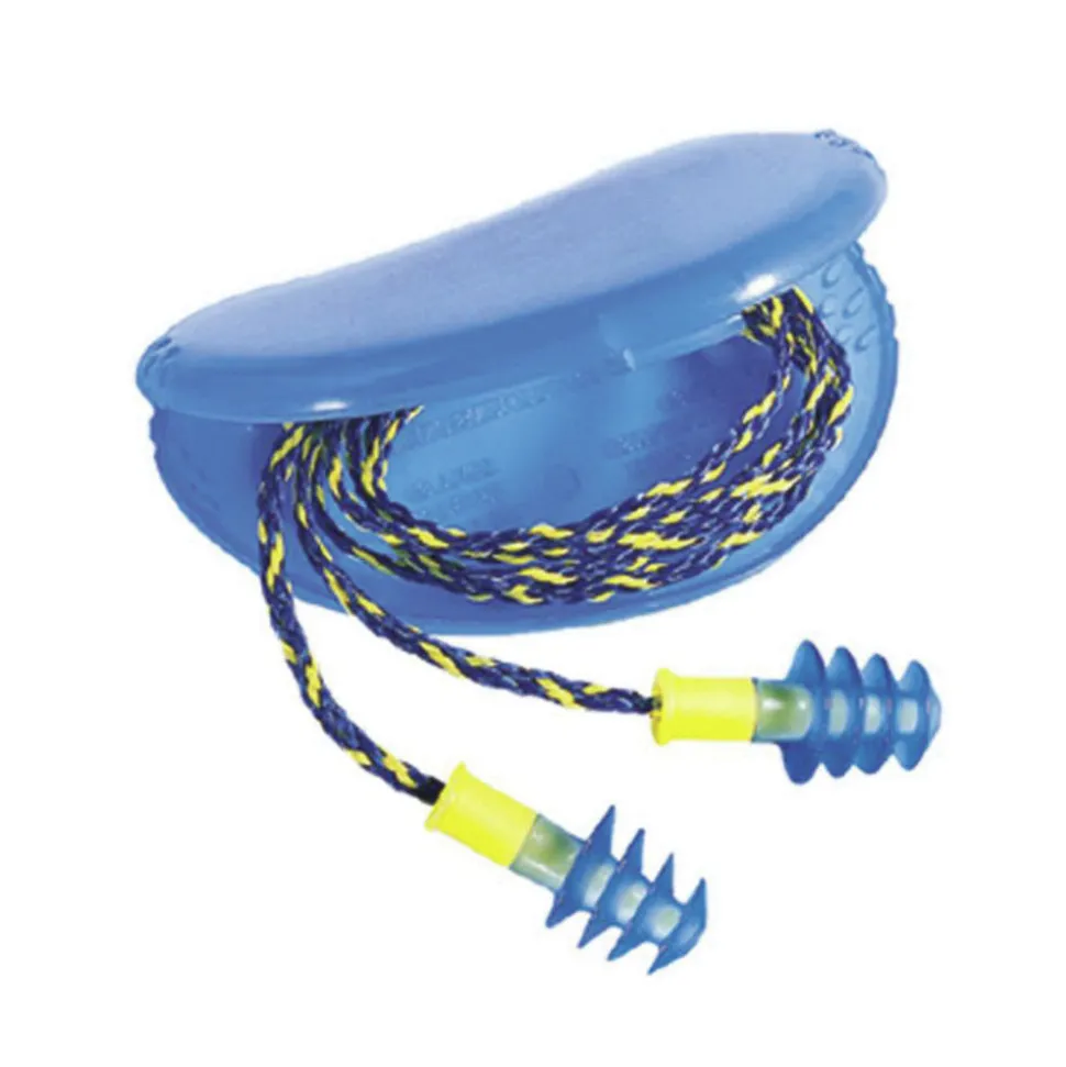 Howard Leight by Honeywell FUS30-HP 100-Pair Fusion 27 dB Corded Multiple-Use Earplugs - Blue/White, Regular