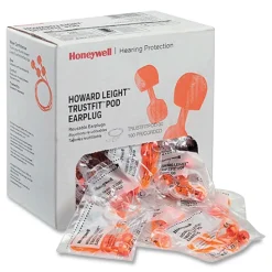 Howard Leight by Honeywell 28 dB NRR TrustFit Pod Corded Reusable Foam Earplugs - One Size Fits Most, Orange (1000/Carton)