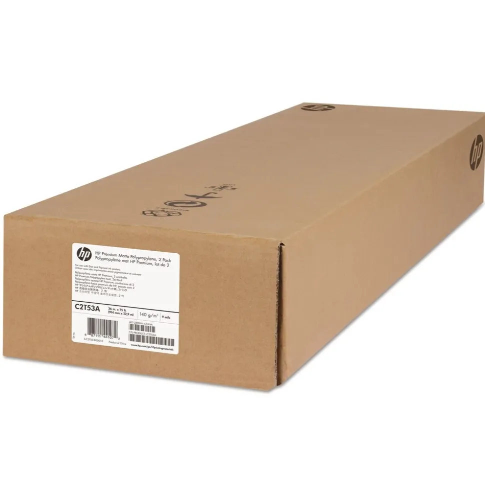 HP 36 in. x 75 ft. 2 in. Core Premium Matte Polypropylene Paper - White (2/Pack)