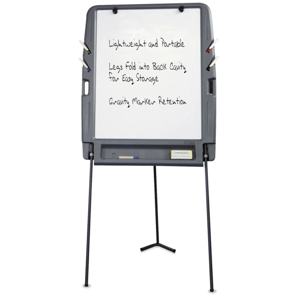 Iceberg 35 in. x 30 in. Ingenuity Portable Flipchart Easel with Dry Erase Surface - White Surface/Charcoal Gray Frame