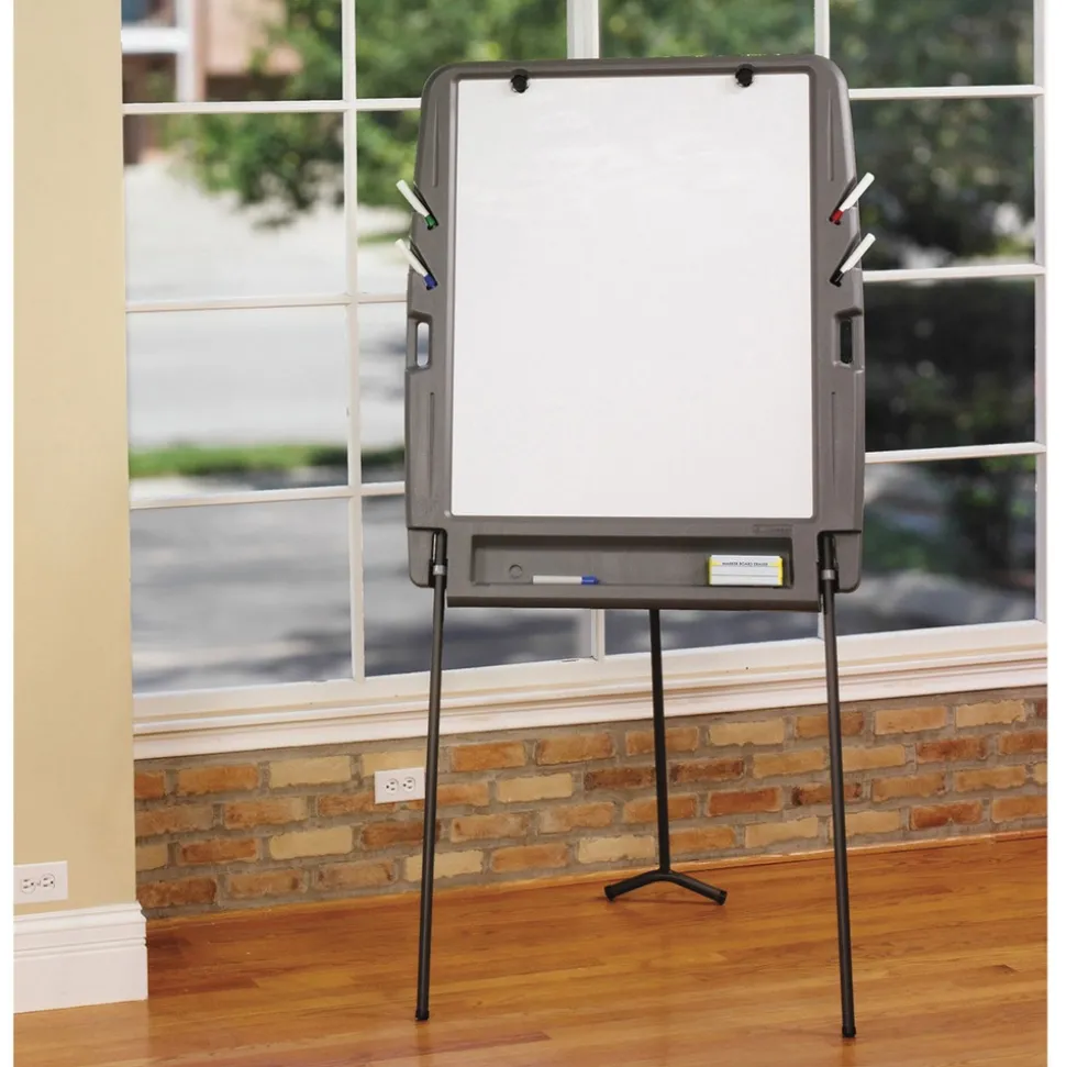 Iceberg 35 in. x 30 in. Ingenuity Portable Flipchart Easel with Dry Erase Surface - White Surface/Charcoal Gray Frame