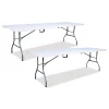 Iceberg 94.5 in. x 29.9 in. x 30 in. Bifold Rectangular Resin Folding Table - White Granite Top/Gray Base/Legs (2/Pack)