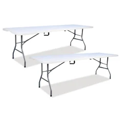 Iceberg 94.5 in. x 29.9 in. x 30 in. Bifold Rectangular Resin Folding Table - White Granite Top/Gray Base/Legs (2/Pack)