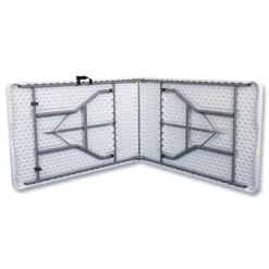 Iceberg 94.5 in. x 29.9 in. x 30 in. Bifold Rectangular Resin Folding Table - White Granite Top/Gray Base/Legs (2/Pack)