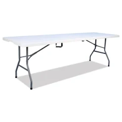 Iceberg 94.5 in. x 29.9 in. x 30 in. Bifold Rectangular Resin Folding Table - White Granite Top/Gray Base/Legs (2/Pack)