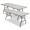 Iceberg 70.9 in. x 29.1 in. x 30 in. Bifold Rectangular Resin Folding Table - White Granite Top/Gray Base/Legs (2/Pack)