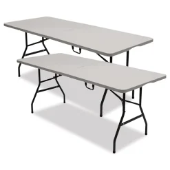 Iceberg 70.9 in. x 29.1 in. x 30 in. Bifold Rectangular Resin Folding Table - White Granite Top/Gray Base/Legs (2/Pack)