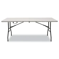 Iceberg 70.9 in. x 29.1 in. x 30 in. Bifold Rectangular Resin Folding Table - White Granite Top/Gray Base/Legs (2/Pack)