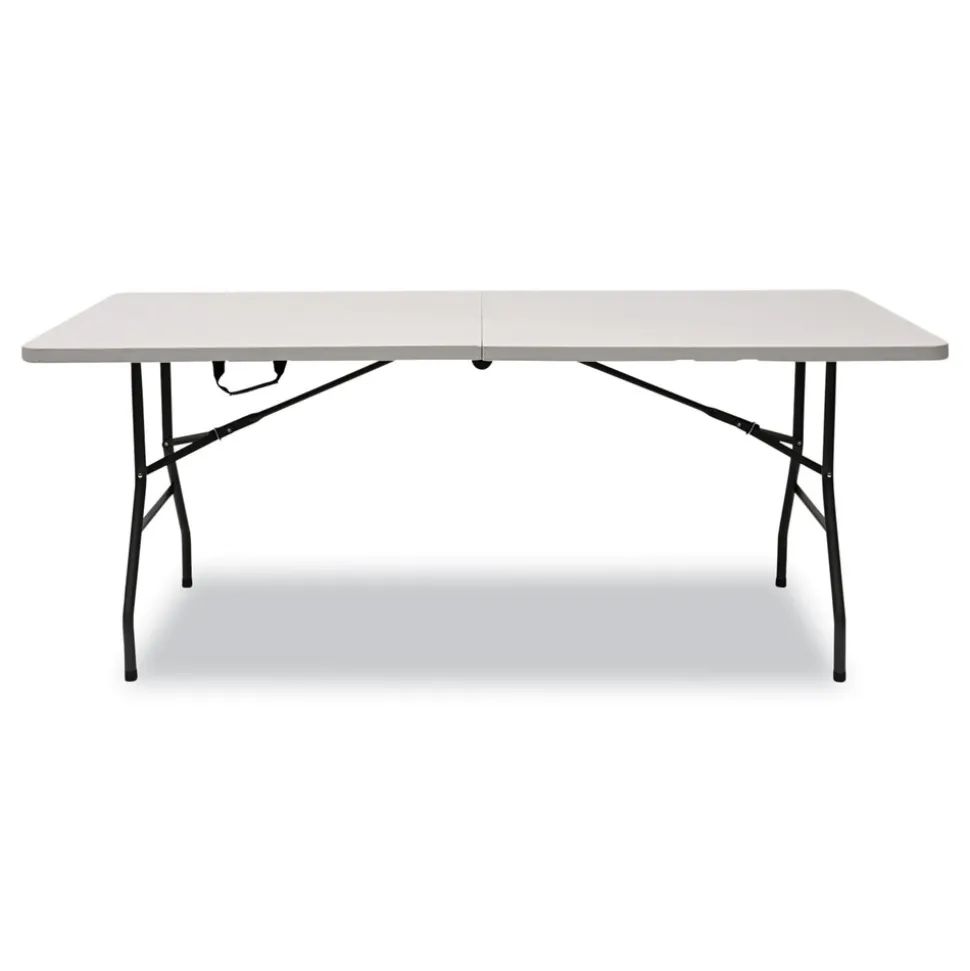 Iceberg 70.9 in. x 29.1 in. x 30 in. Bifold Rectangular Resin Folding Table - White Granite Top/Gray Base/Legs (2/Pack)