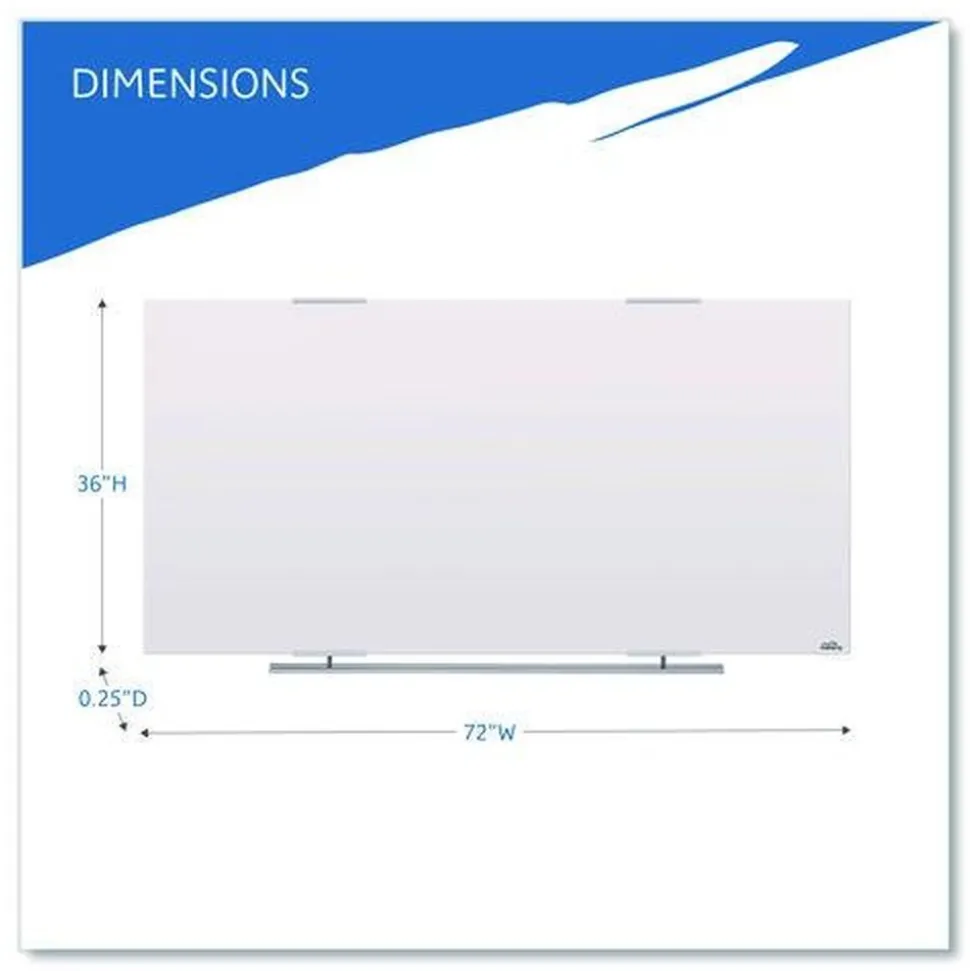 Iceberg Clarity 72 in. x 36 in. Glass Dry Erase Board with Aluminum Trim - White Surface