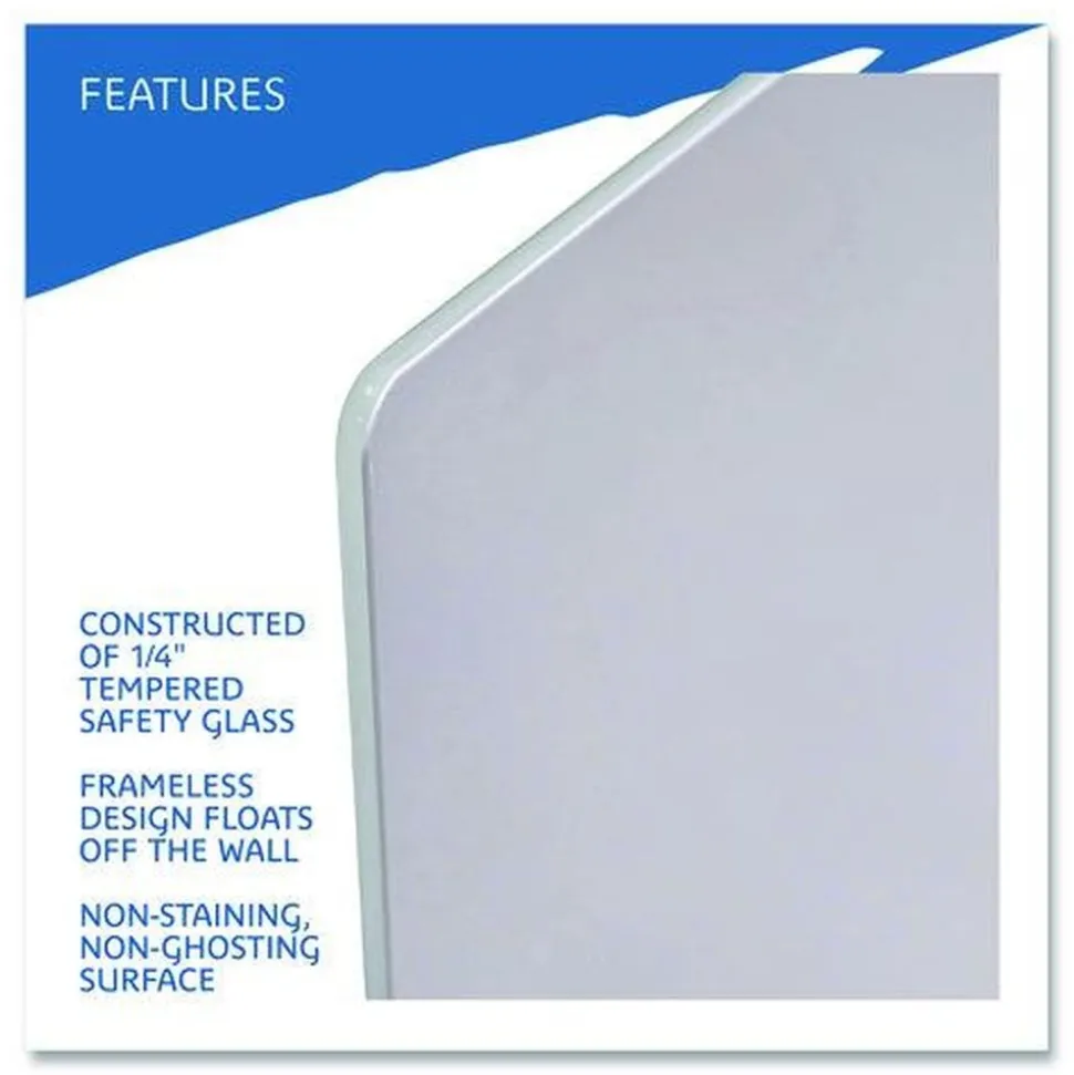 Iceberg Clarity 72 in. x 36 in. Glass Dry Erase Board with Aluminum Trim - White Surface
