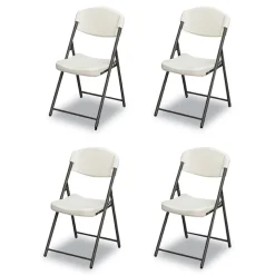 Iceberg Rough n Ready 18 in. Seat Height Commercial Folding Chair Supports Up to 350 lb - Platinum Granite Seat/Back/Black Base (4/Pack)