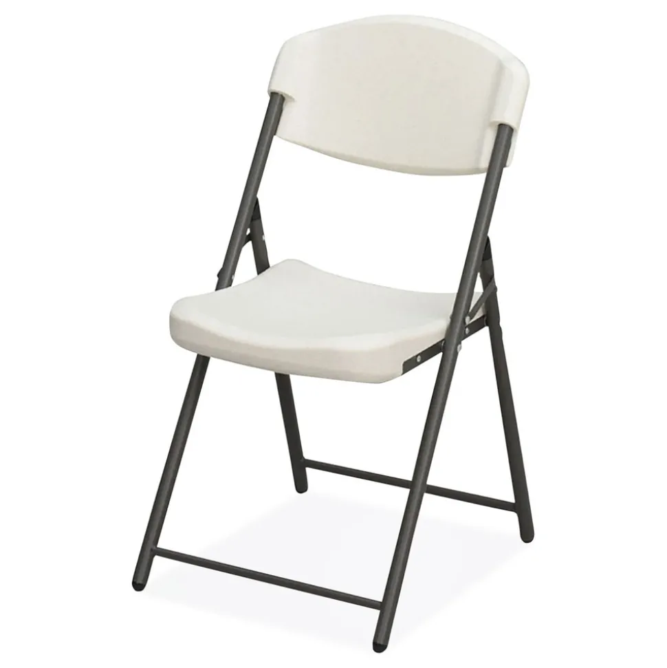 Iceberg Rough n Ready 18 in. Seat Height Commercial Folding Chair Supports Up to 350 lb - Platinum Granite Seat/Back/Black Base (4/Pack)