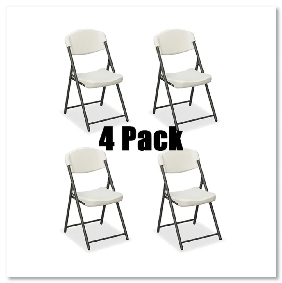 Iceberg Rough n Ready 18 in. Seat Height Commercial Folding Chair Supports Up to 350 lb - Platinum Granite Seat/Back/Black Base (4/Pack)