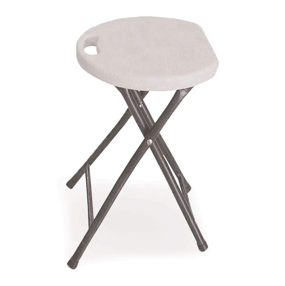 Iceberg Rough n Ready 26 in. Seat Height Backless Folding Stool Supports Up to 300 lb - White Seat/Charcoal Base (4/Carton)