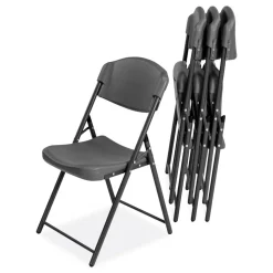 Iceberg Rough n Ready 18 in. Seat Height Commercial Folding Chair Supports Up to 350 lb - Charcoal Seat/Back/Charcoal Base (4/Pack)