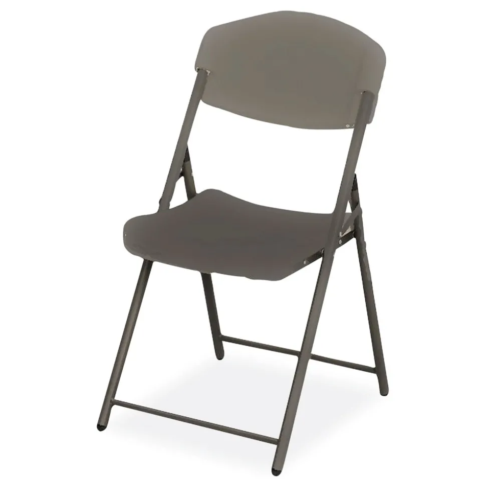 Iceberg Rough n Ready 18 in. Seat Height Commercial Folding Chair Supports Up to 350 lb - Charcoal Seat/Back/Charcoal Base (4/Pack)