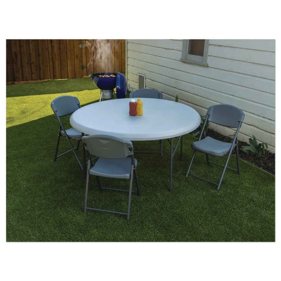 Iceberg Rough n Ready 18 in. Seat Height Commercial Folding Chair Supports Up to 350 lb - Charcoal Seat/Back/Charcoal Base (4/Pack)