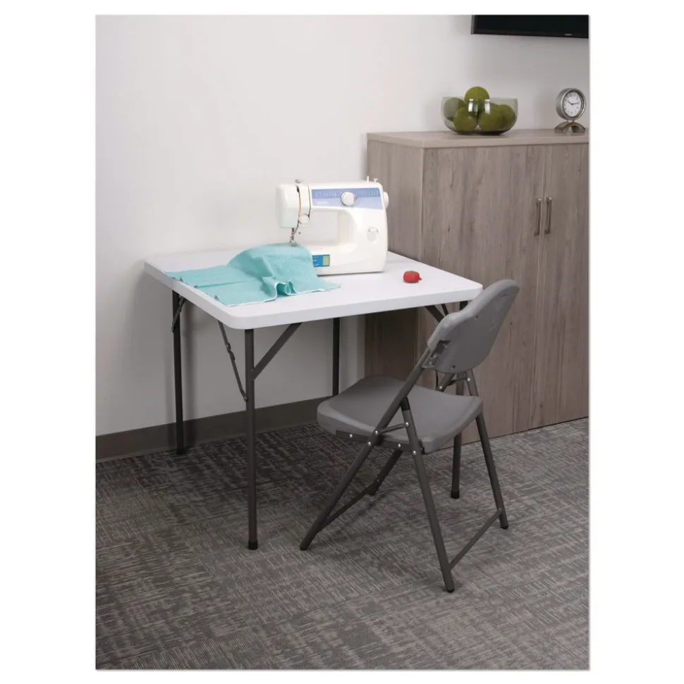 Iceberg Rough n Ready 18 in. Seat Height Commercial Folding Chair Supports Up to 350 lb - Charcoal Seat/Back/Charcoal Base (4/Pack)