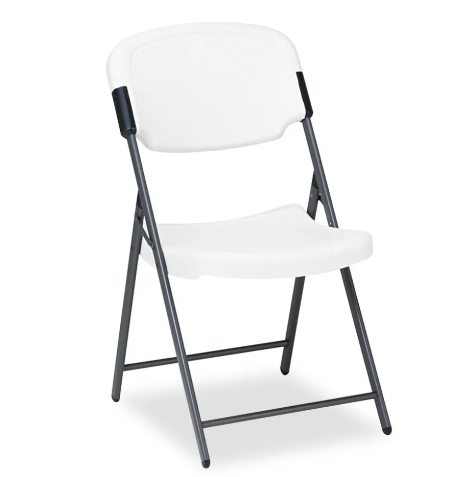Iceberg Rough N Ready Series Resin Folding Chair, Steel Frame, Platinum
