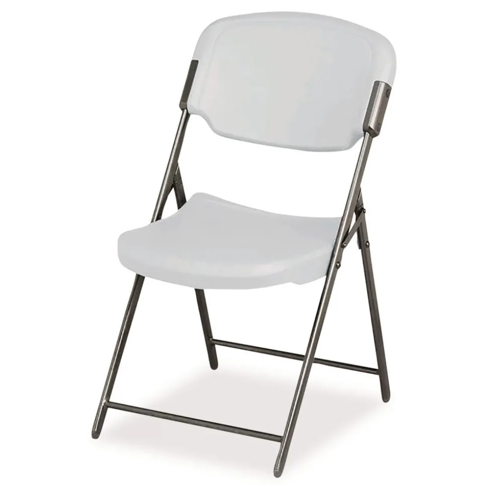 Iceberg Rough N Ready Series Resin Folding Chair, Steel Frame, Platinum