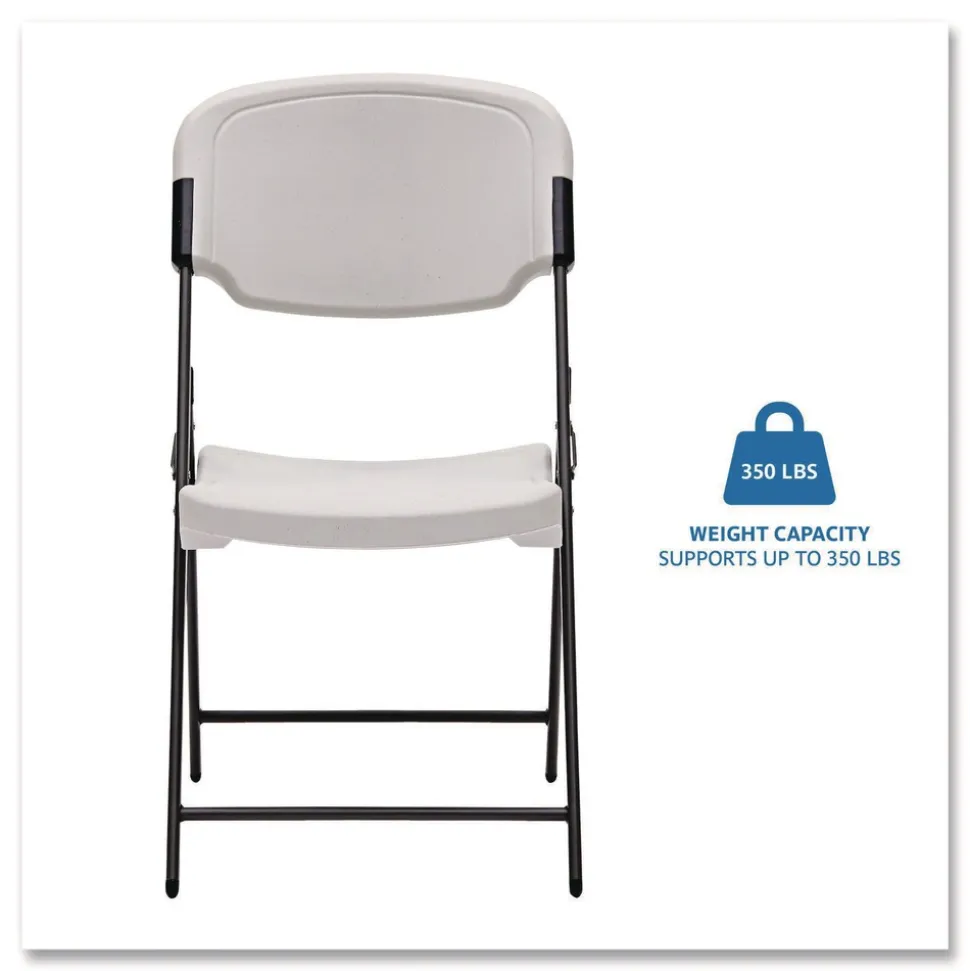 Iceberg Rough N Ready Series Resin Folding Chair, Steel Frame, Platinum