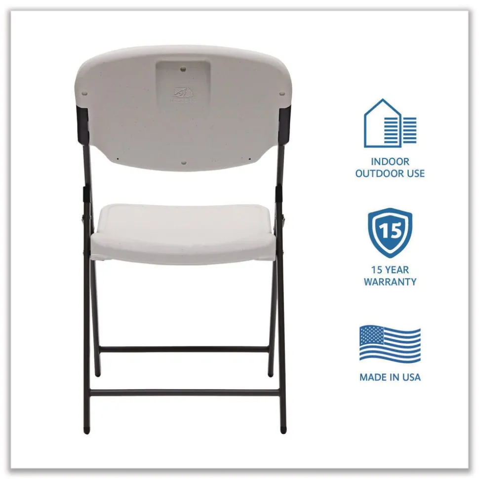 Iceberg Rough N Ready Series Resin Folding Chair, Steel Frame, Platinum