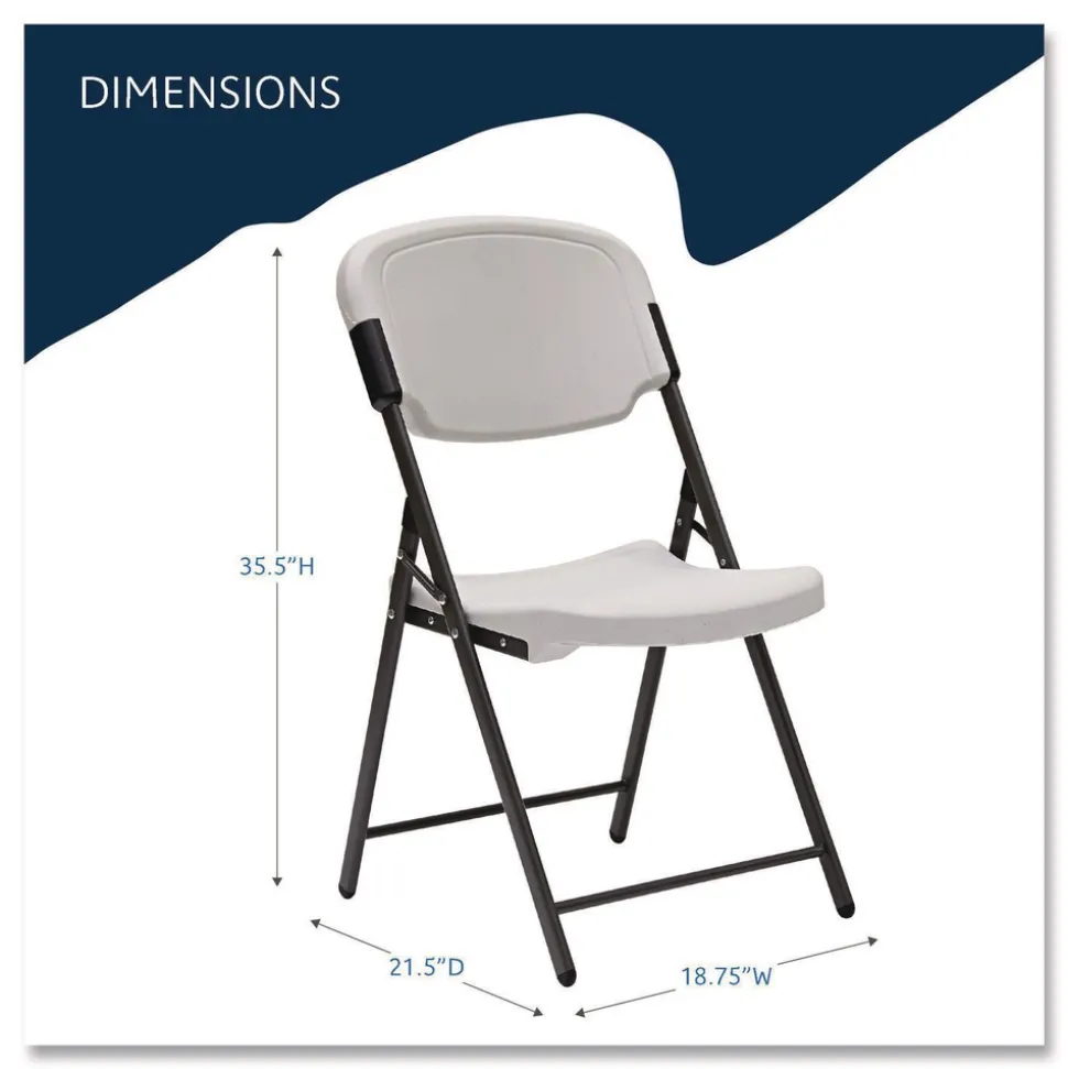 Iceberg Rough N Ready Series Resin Folding Chair, Steel Frame, Platinum