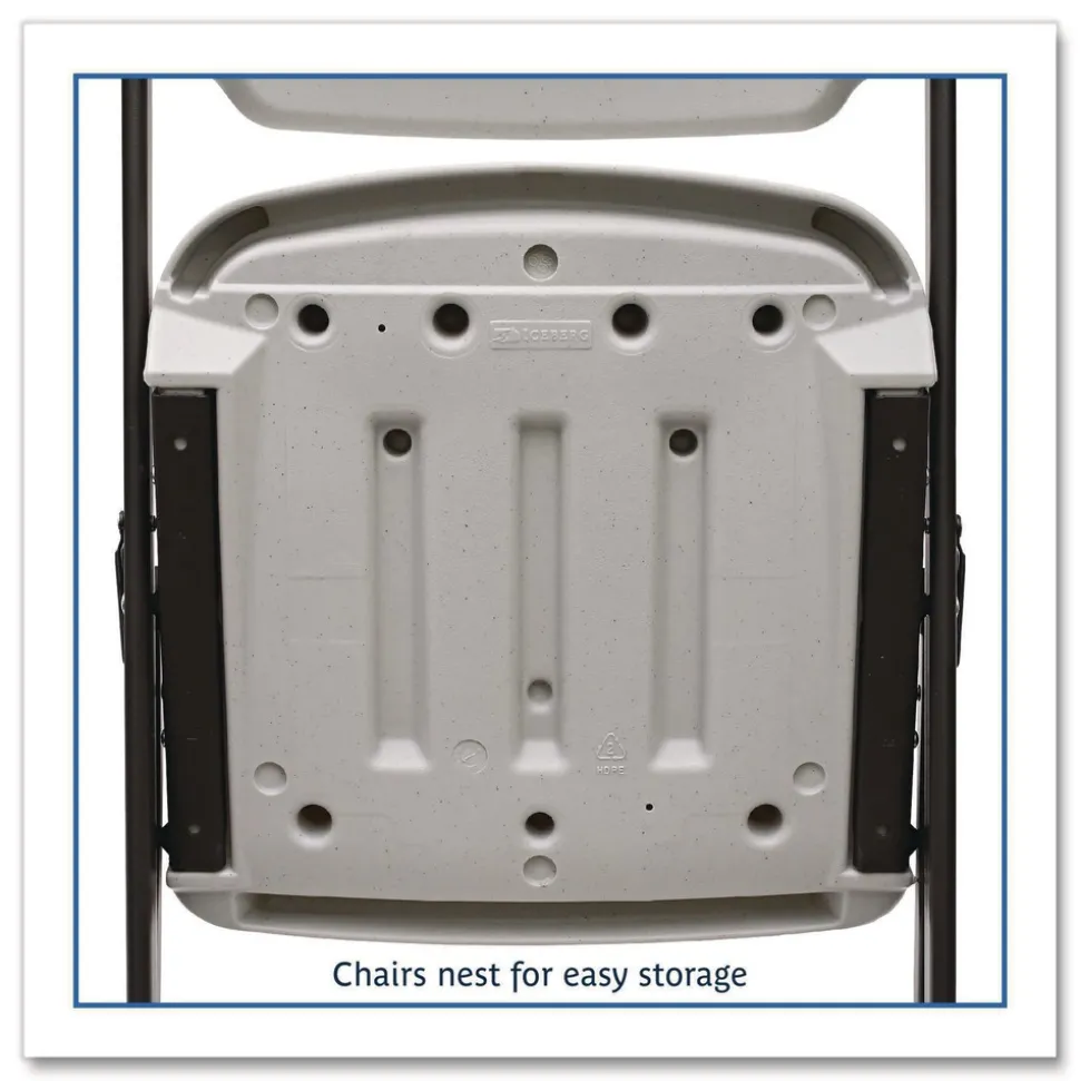 Iceberg Rough N Ready Series Resin Folding Chair, Steel Frame, Platinum