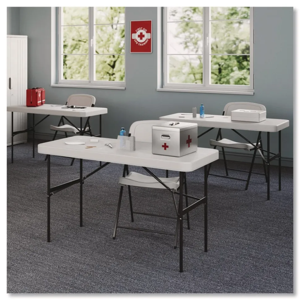 Iceberg Rough N Ready Series Resin Folding Chair, Steel Frame, Platinum