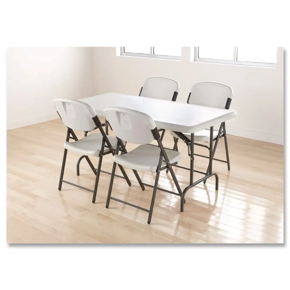 Iceberg Rough N Ready Series Resin Folding Chair, Steel Frame, Platinum