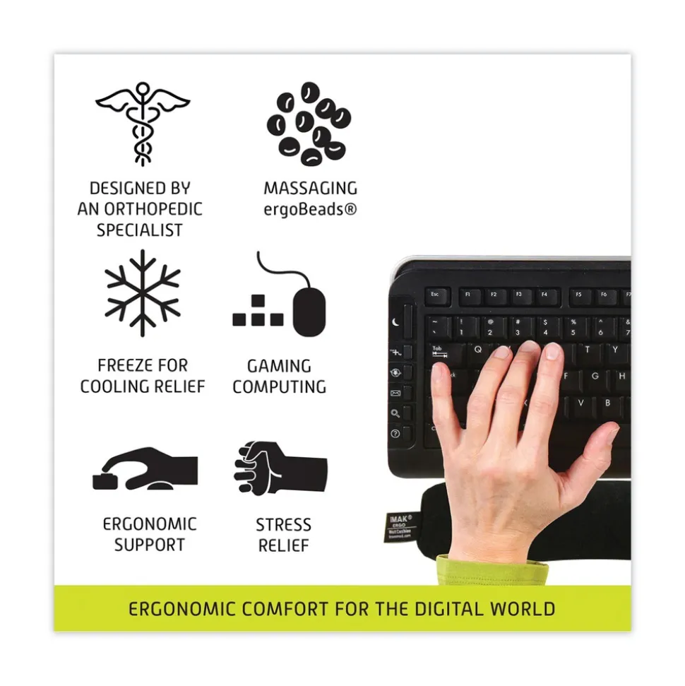 IMAK Ergo 17.75 in. x 3 in. Keyboard Wrist Cushion - Black