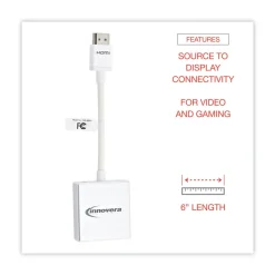 Innovera 6 in. HDMI to SVGA Adapter - White