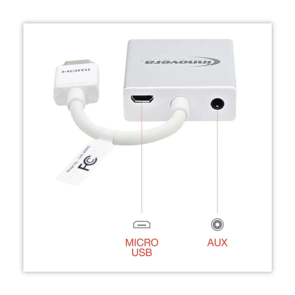 Innovera 6 in. HDMI to SVGA Adapter - White