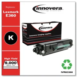 Innovera IVR83360 Remanufactured 9000 Page Yield Toner Cartridge for Lexmark E360H21A - Black