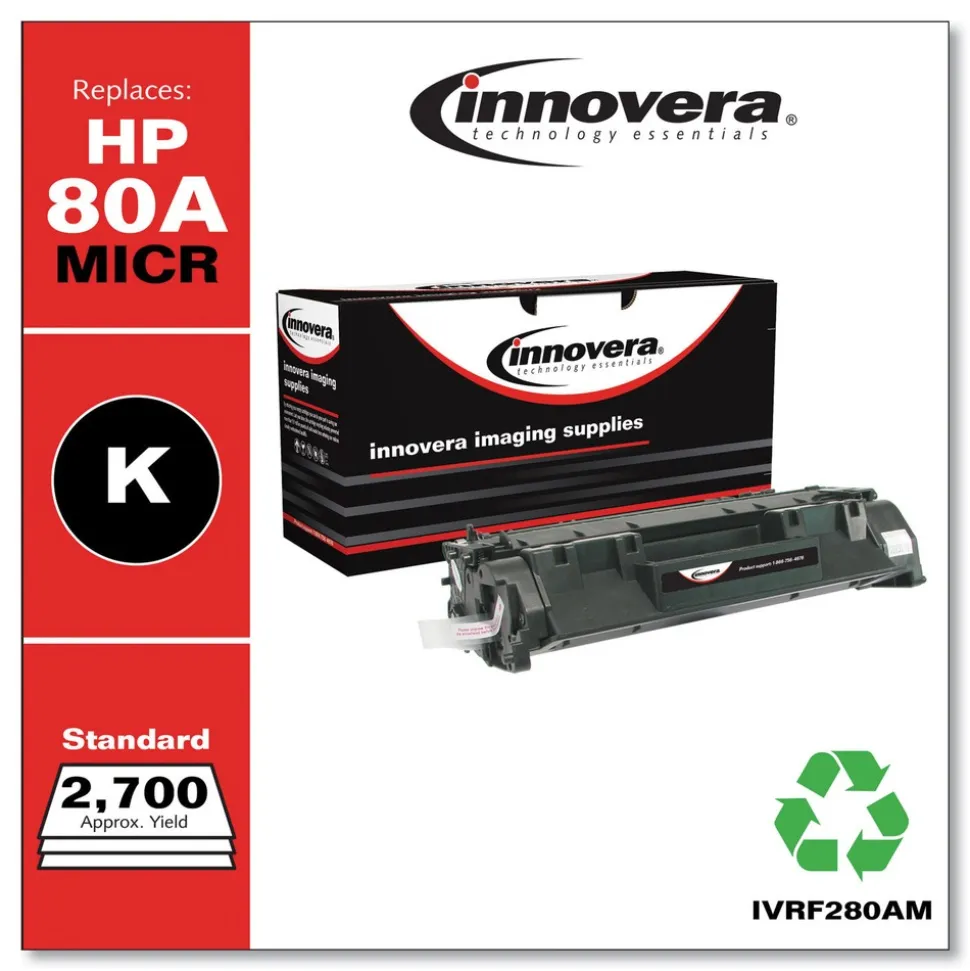 Innovera IVRF280AM 2700 Page-Yield Remanufactured MICR Toner Replacement for 80AM (CF280AM) - Black