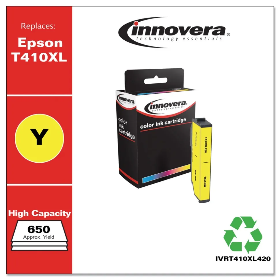Innovera IVRT410XL420 650 Page-Yield Remanufactured High-Yield Ink Replacement for T410XL - Yellow