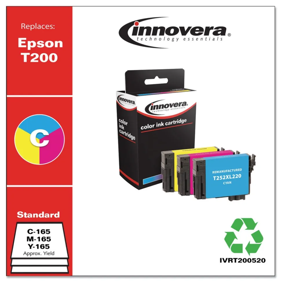 Innovera Remanufactured 165 Page-Yield Replacement Ink for T200 (T200520) - Cyan/Magenta/Yellow