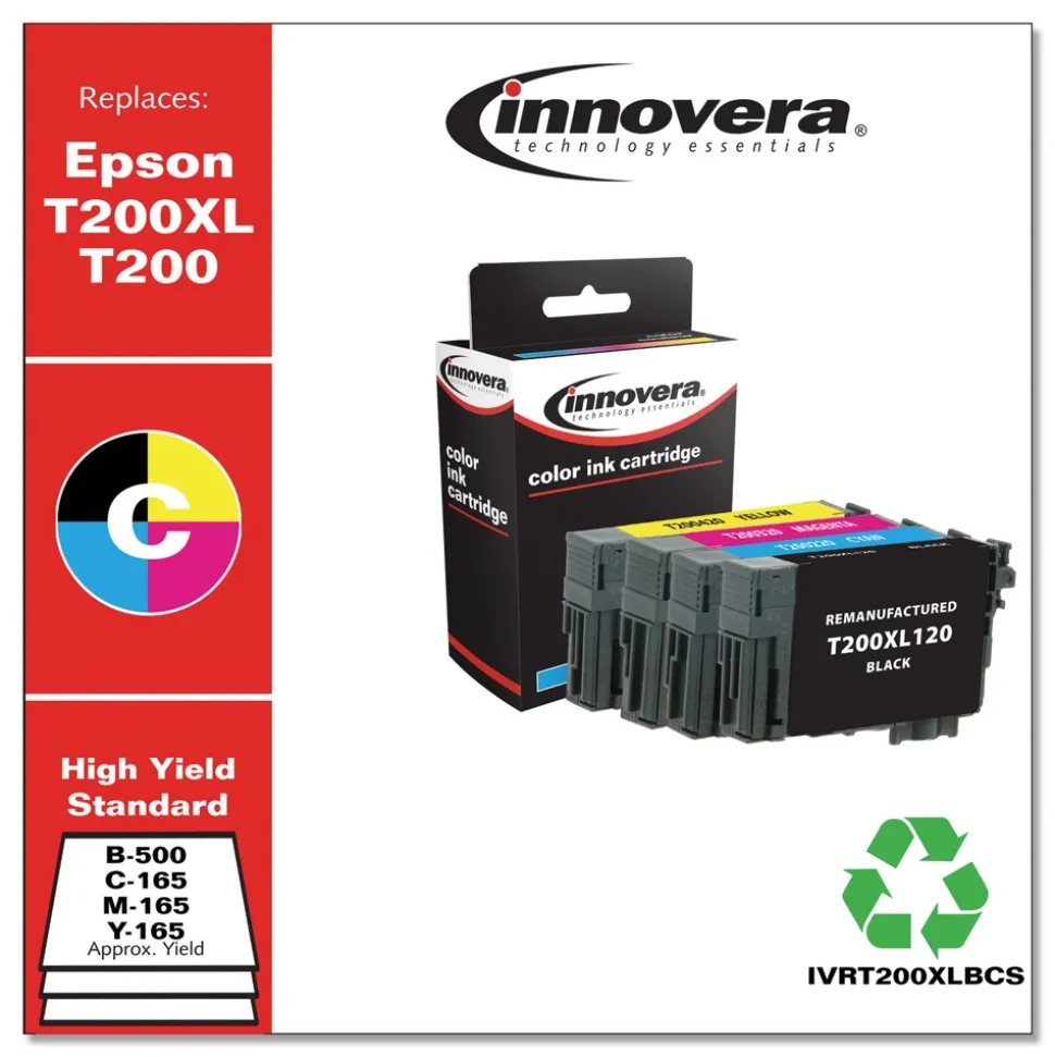 Innovera Remanufactured 500/165 Page-Yield Replacement Ink for T200XL/T200 (T200XL-BCS) - Black/Cyan/Magenta/Yellow