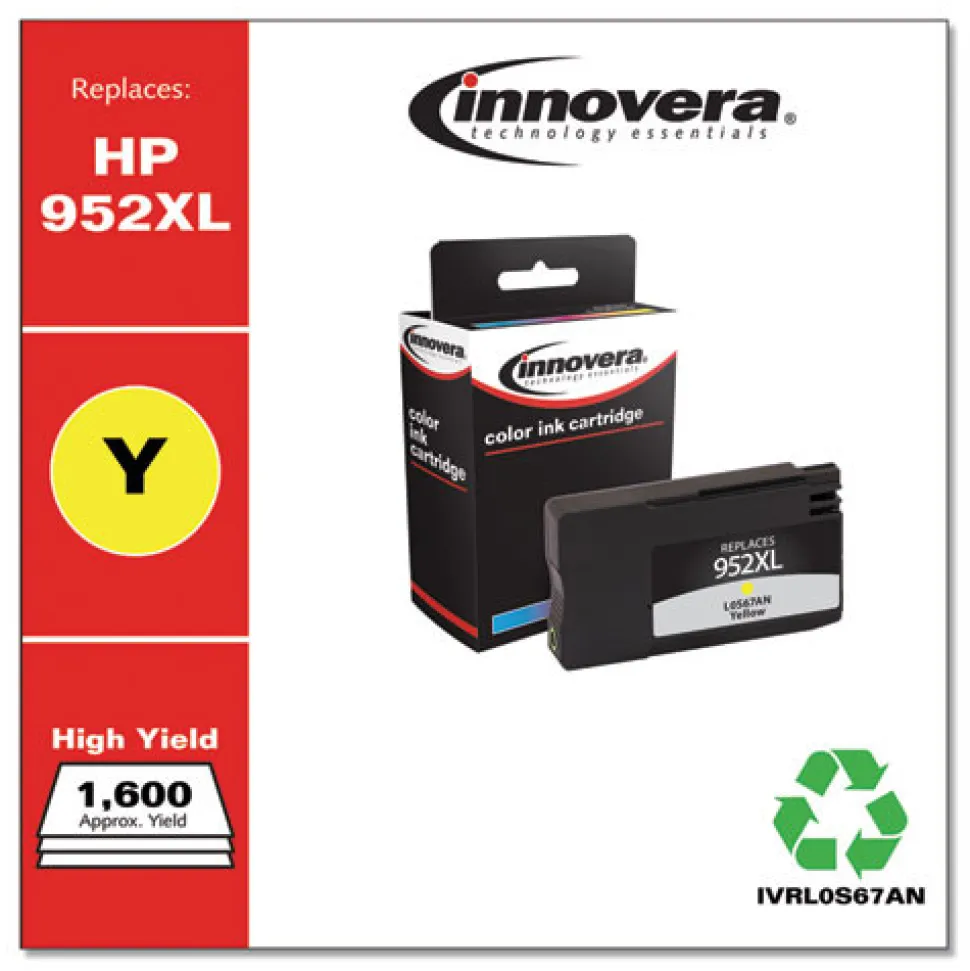Innovera Remanufactured 1,600 Page-Yield Replacement High-Yield Ink for 952XL (L0S67AN) - Yellow