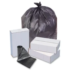 Inteplast Group 30 gal. 0.58 mil 30 in. x 36 in. Institutional Low-Density Can Liners - Black (25 Bags/Roll, 10 Rolls/Carton)