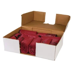 Inteplast Group 10 gal. 1.3 mil 24 in. x 23 in. Institutional Low-Density Can Liners - Red (25 Bags/Roll, 10 Rolls/Carton)